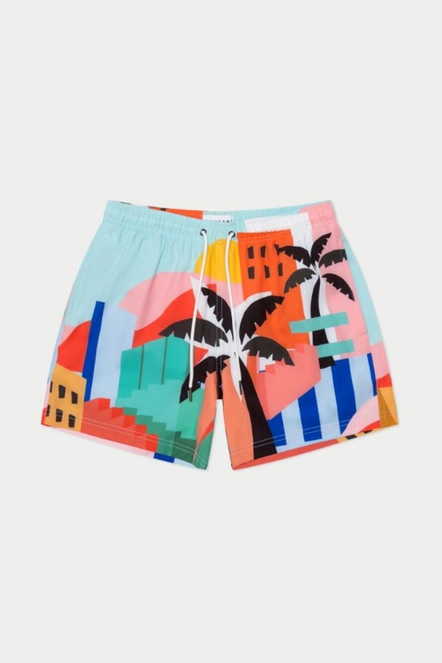 MAVRANS Havana Swim Short Cityscape Print Medium EUC Lining Removed